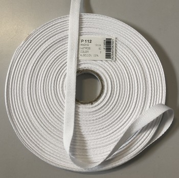 Herringbone ribbon cotton 10mm (50 m), White